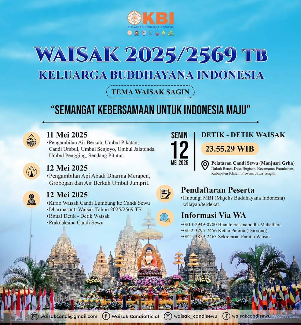 Keluarga Buddhayana Indonesia Gelar Perayaan Waisak 2025 di Candi Sewu