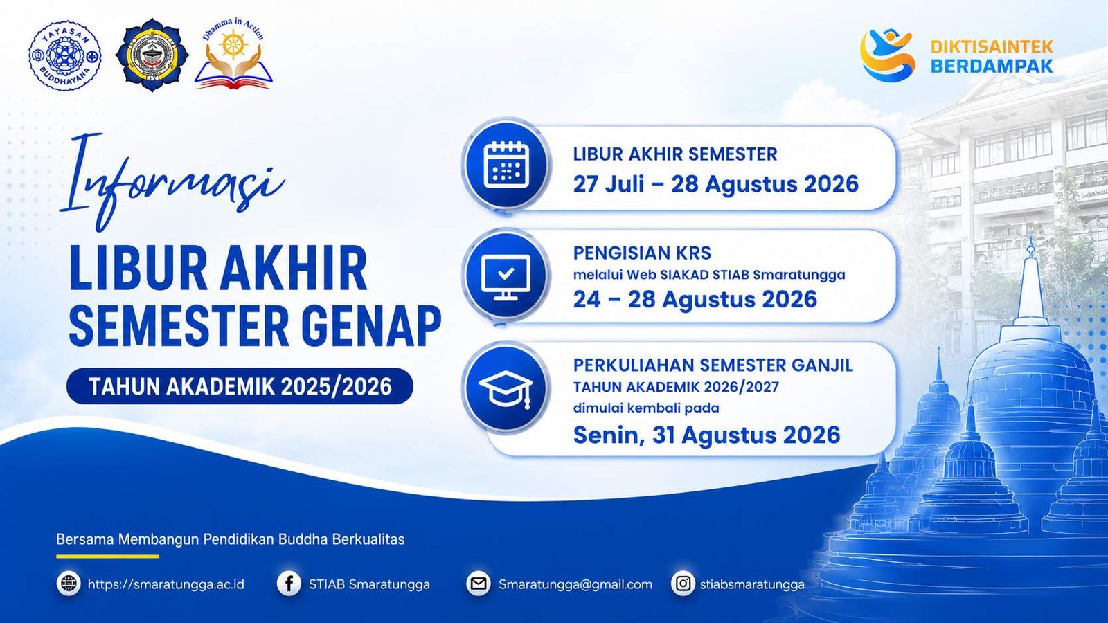 Informasi Libur Akhir Semester Genap Tahun Akademik 2025/2026 STIAB Smaratungga